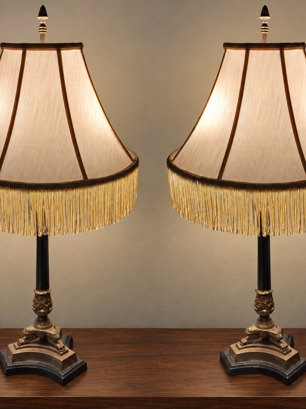 Classic Gold Fringe Table Lamp Pair - Home Accents